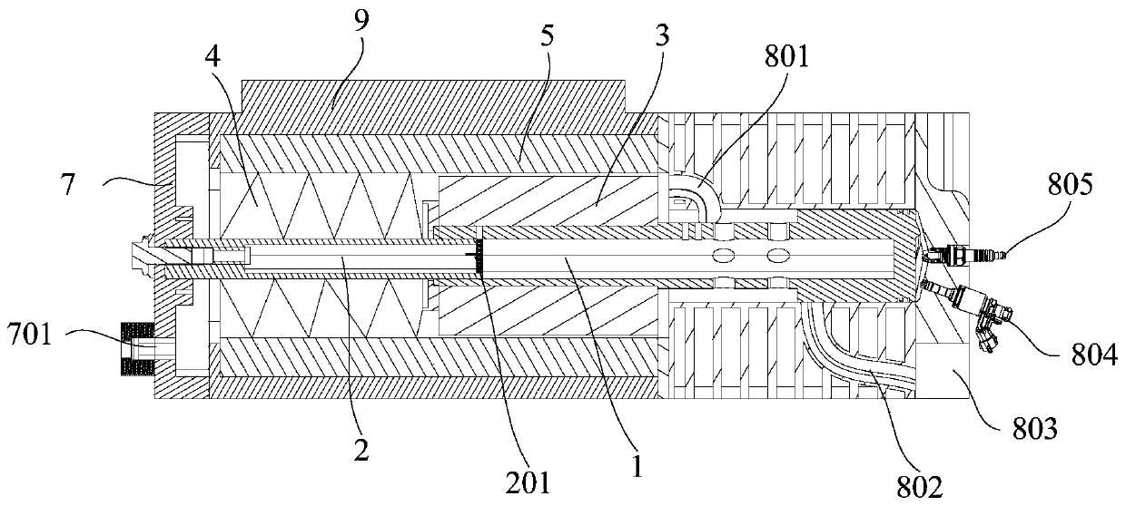 Single cylinder free piston type engine and working method thereof