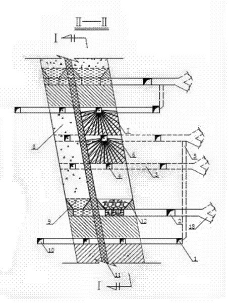 High-sublevel subdivision mining method of moderately thick heavy-pitch waste-rock-containing interlayer phosphate orebody along strike