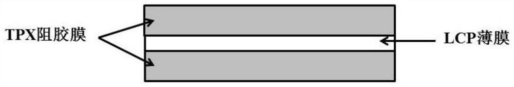 Liquid crystal polymer thin film and TPX glue blocking film synchronous preparation method