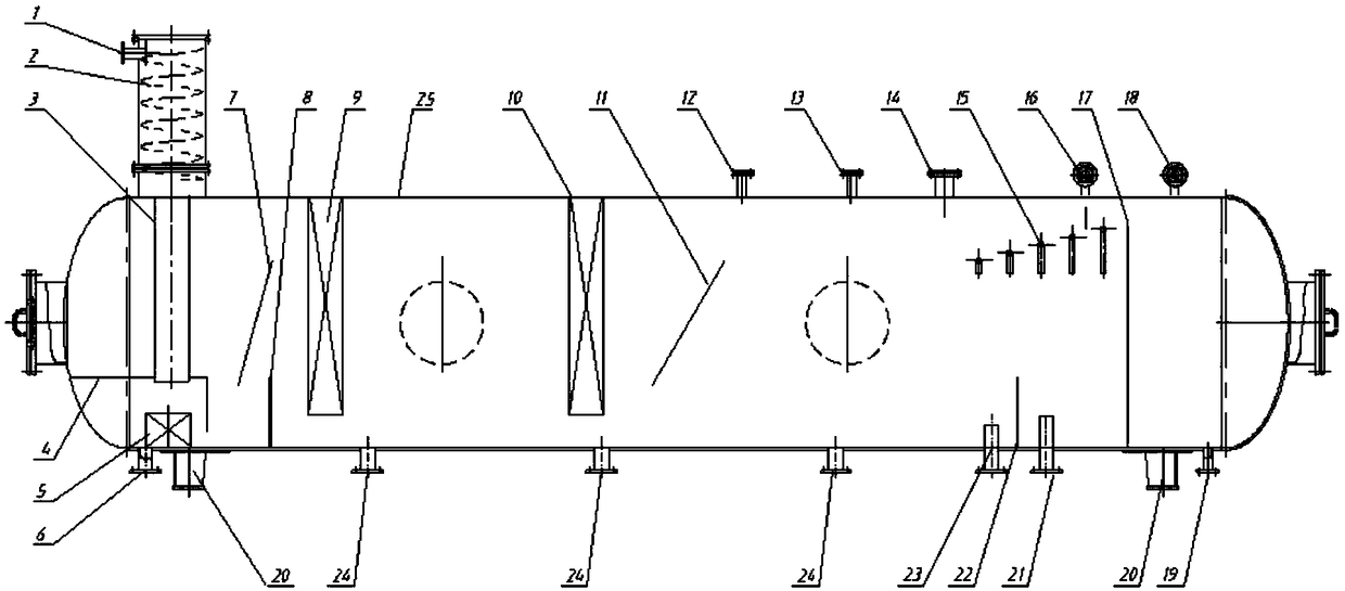 Multiphase flow separation apparatus for semi-coke wastewater