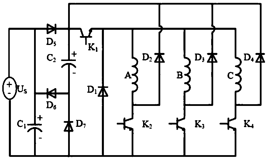 A switched reluctance motor power converter and a control method thereof