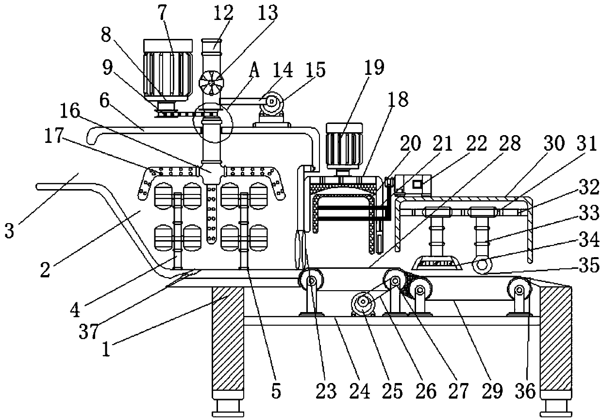 A betel nut granulator with integrated cleaning and drying functions