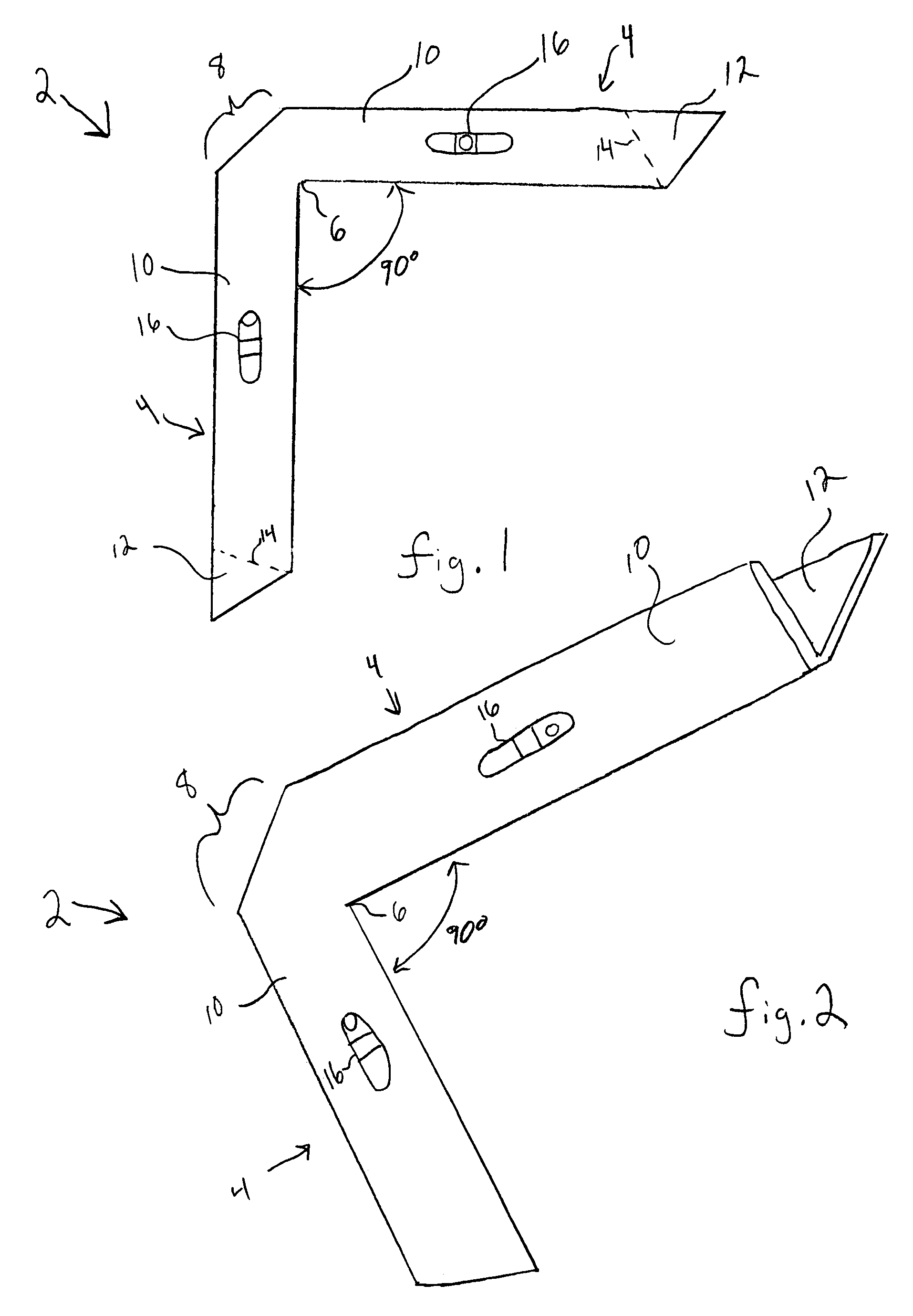 Combination level and squaring tool