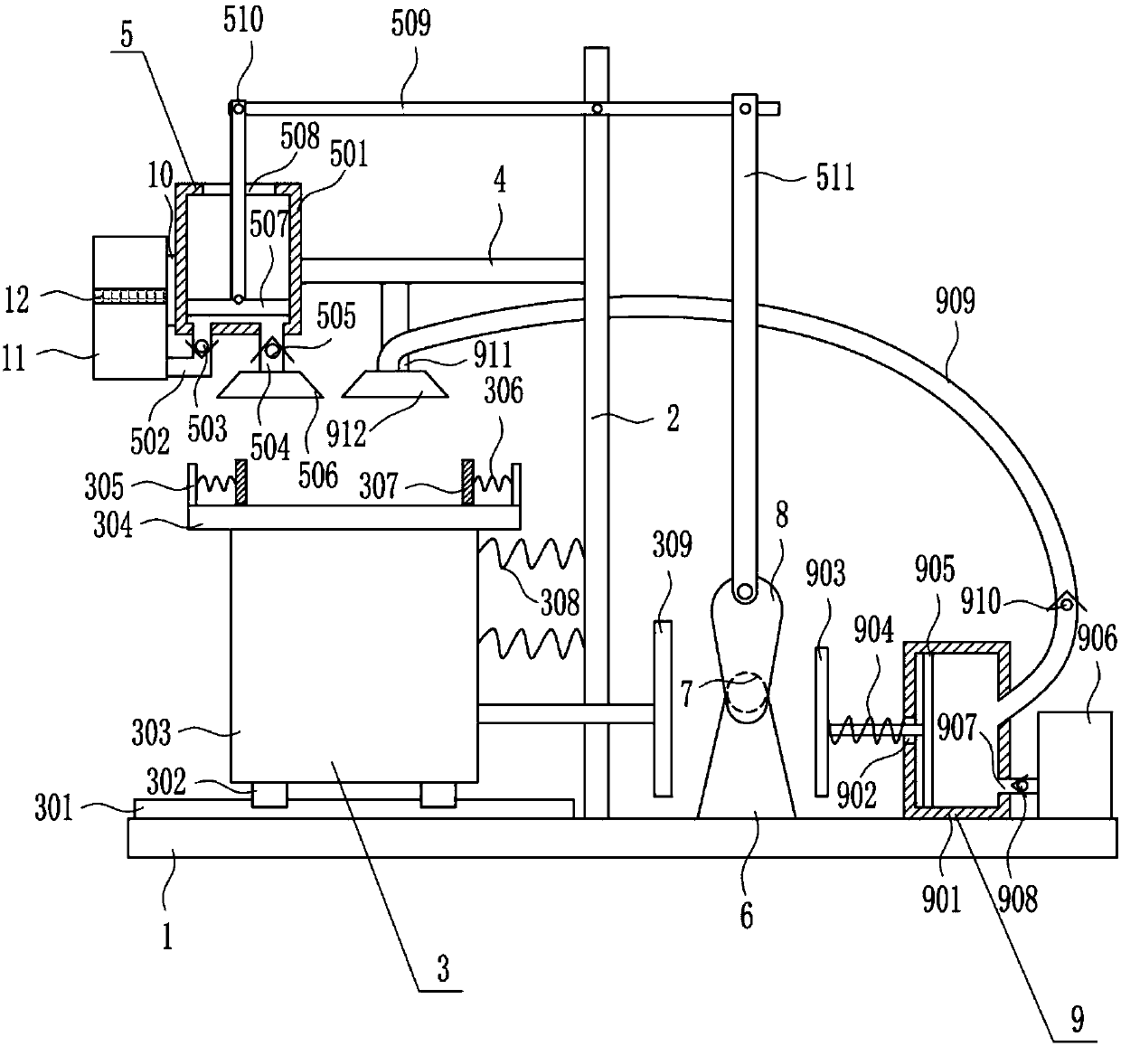 Main engine dedusting device for automobile speaker production