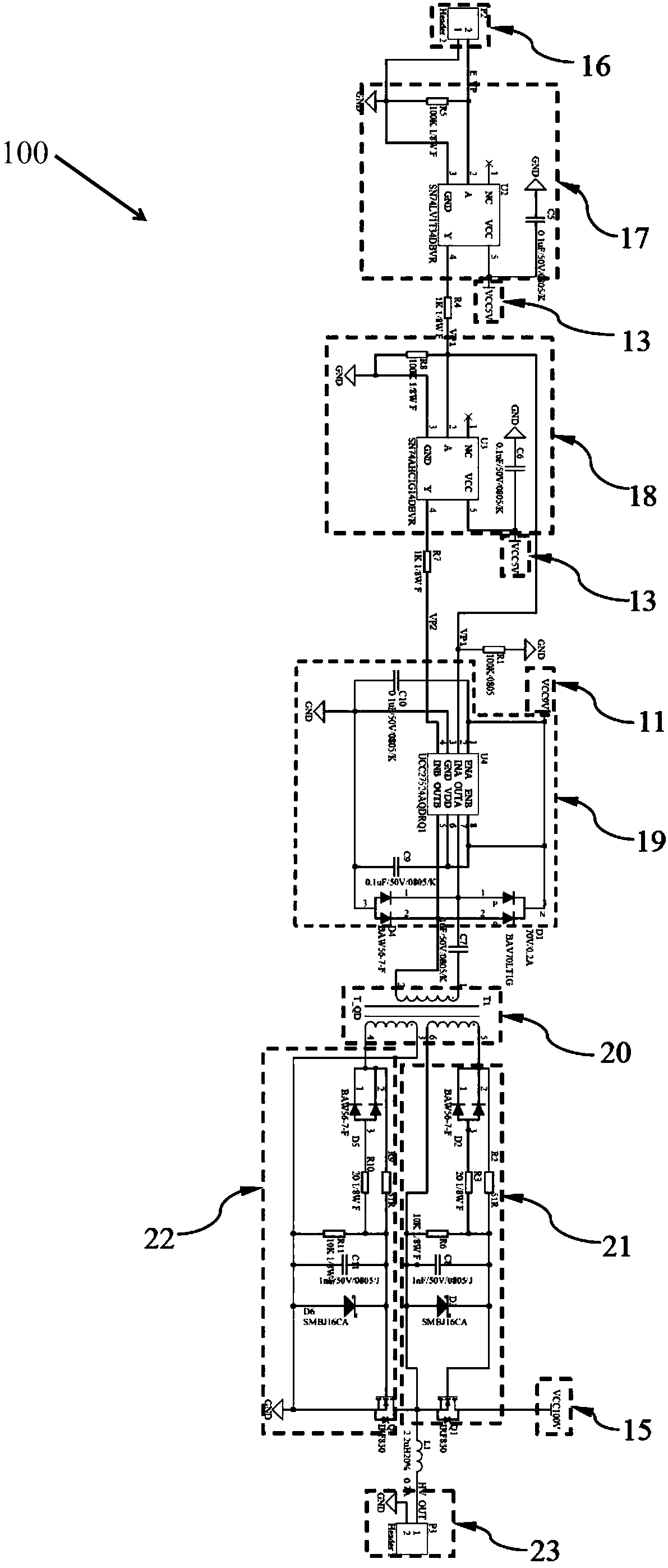 Portable high voltage amplifier