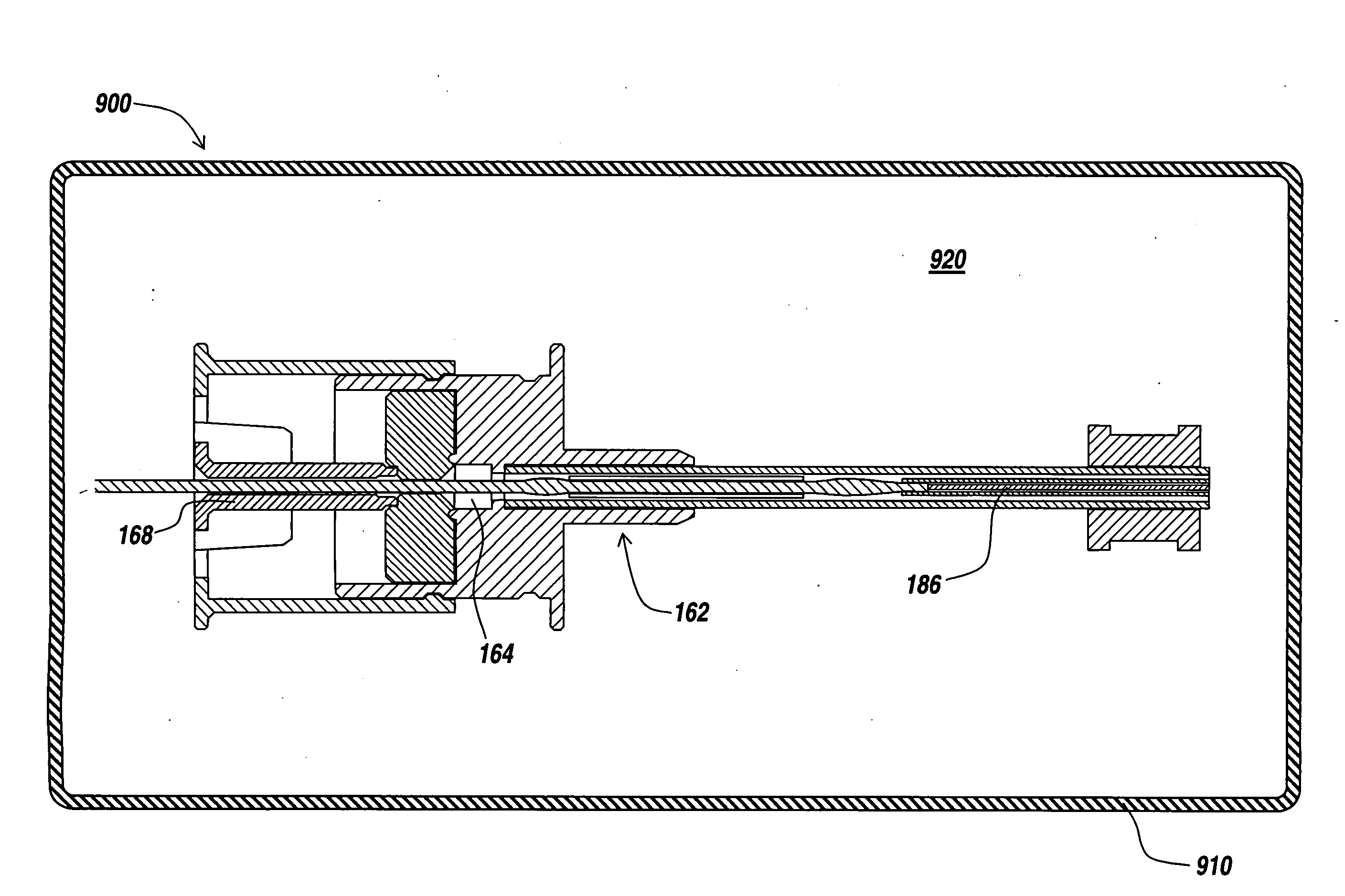 Reducing template with coating receptacle containing a medical device to be coated