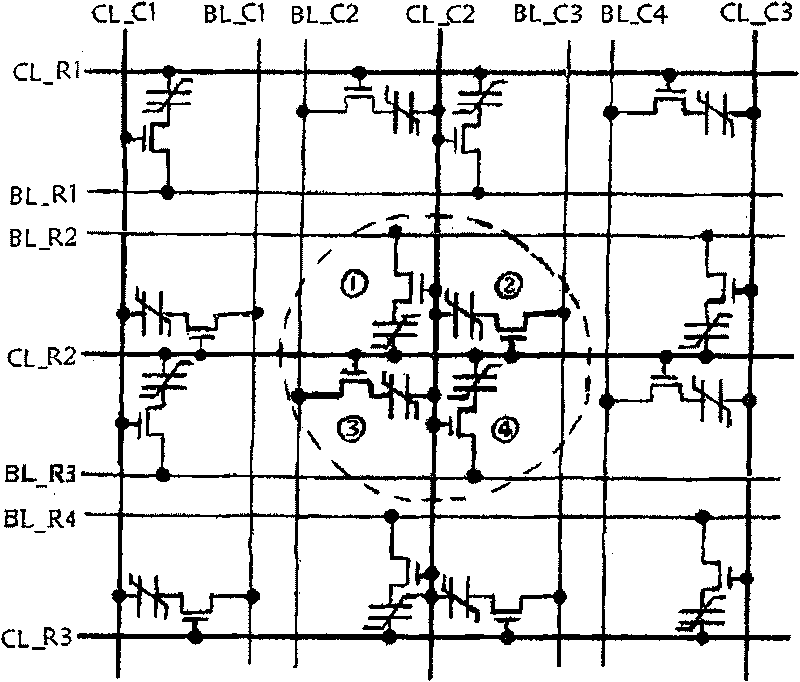 A crossed iron electric memory array structure