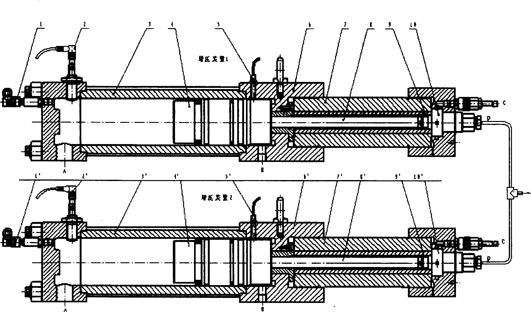 Phase-controlled constant pressure type ultra-high pressure water supercharger