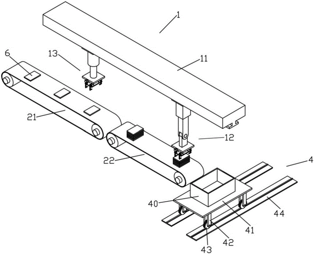 Exterior wall tile stacking and boxing device