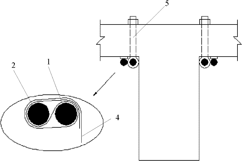 Method for anchoring fiber sheet by using parallel double rods