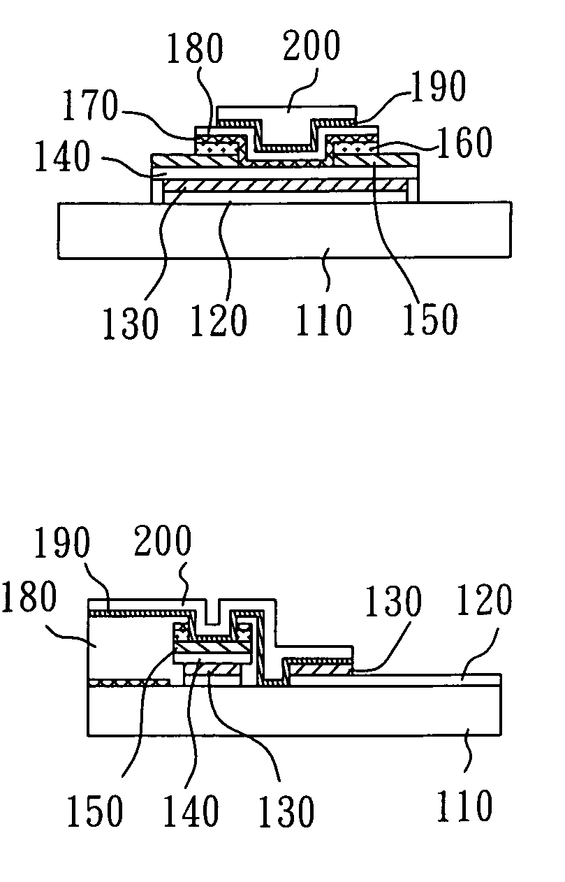 Method for manufacturing a panel of TFT LCD having particular TFT structure above pixel electrode