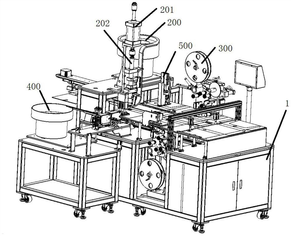 A five-station equipment for processing file boxes