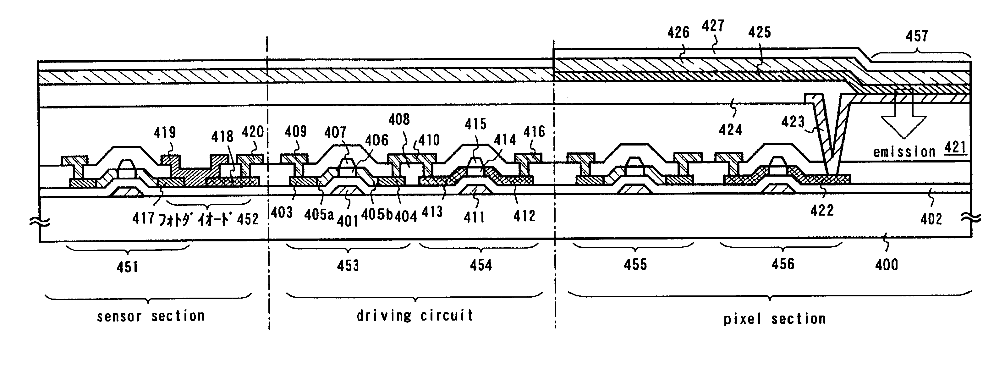 Light emitting module and method of driving the same, and optical sensor