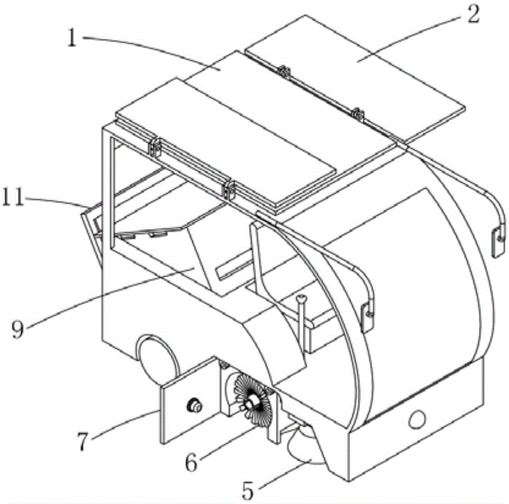 Electric sweeper with exhaust and dust collection functions based on photovoltaic power supply garbage collection box