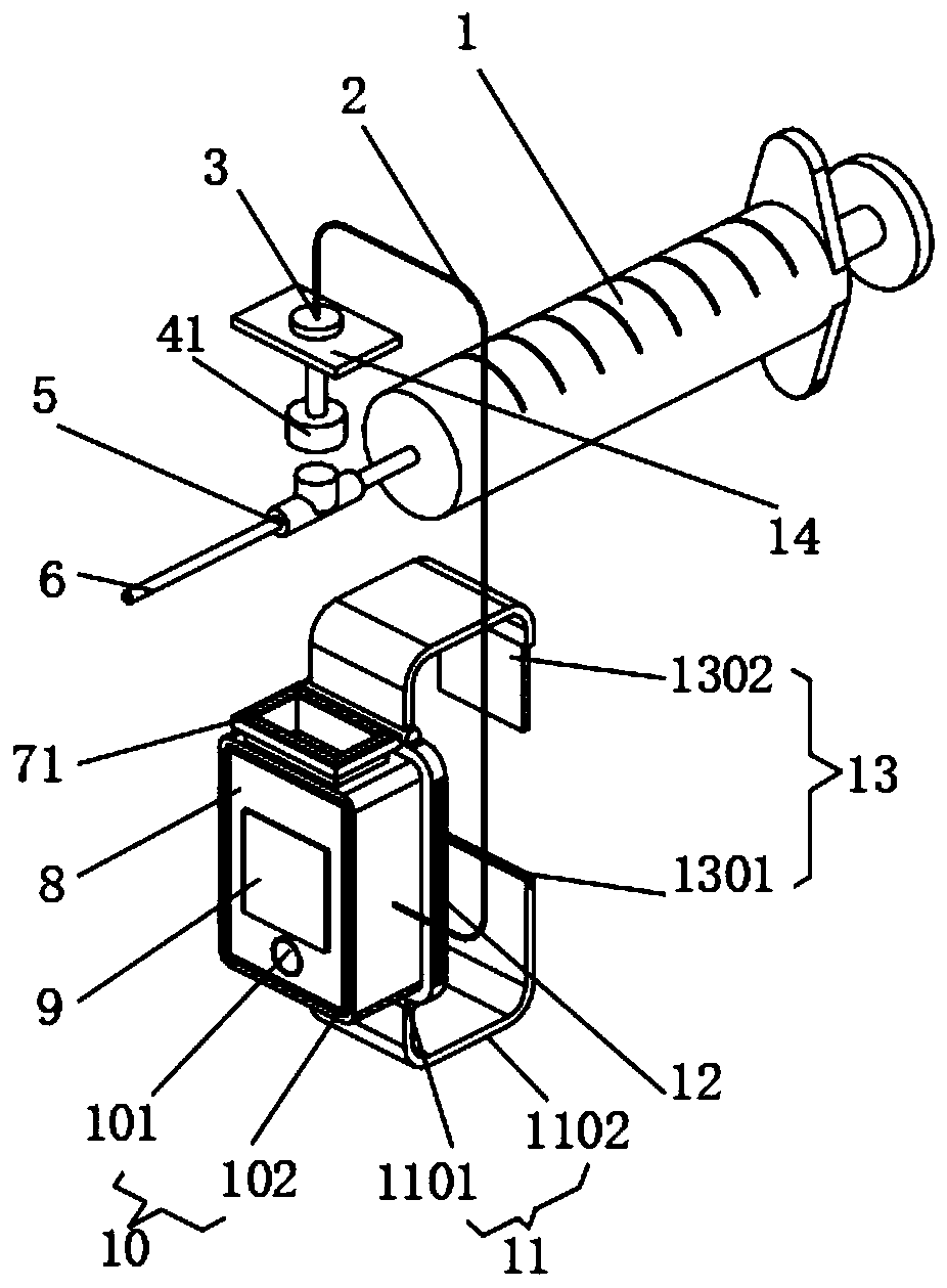 Nerve block anesthesia medicine injection pressure measurement alarm device under ultrasound