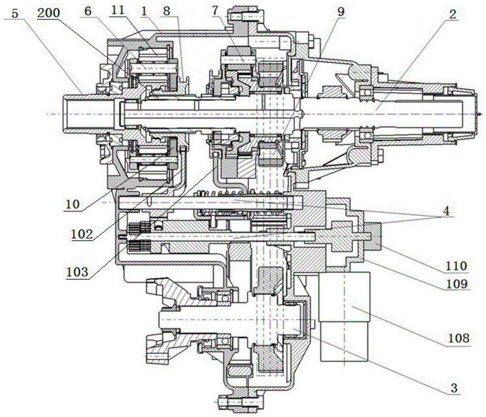 An electronically controlled full-time chain transfer assembly structure