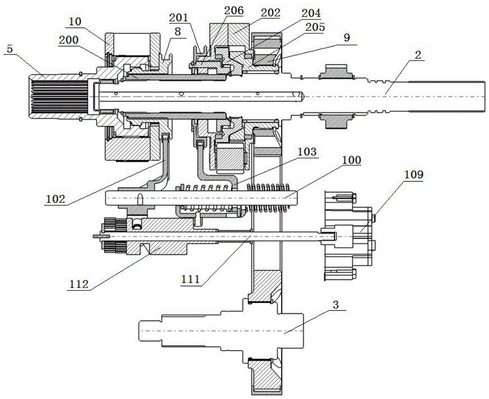 An electronically controlled full-time chain transfer assembly structure