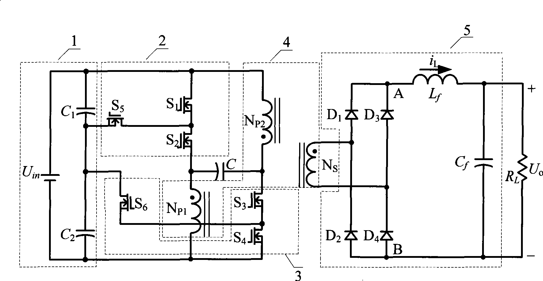 Low voltage wide input push-pull positive stimulate three level DC converter and controlling method thereof