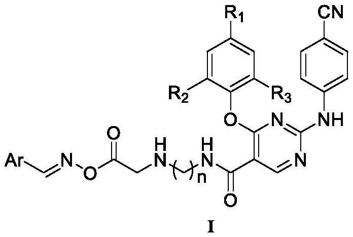 Oxime group-containing diarylpyrimidine HIV-1 reverse transcriptase inhibitor, and preparation method and application thereof