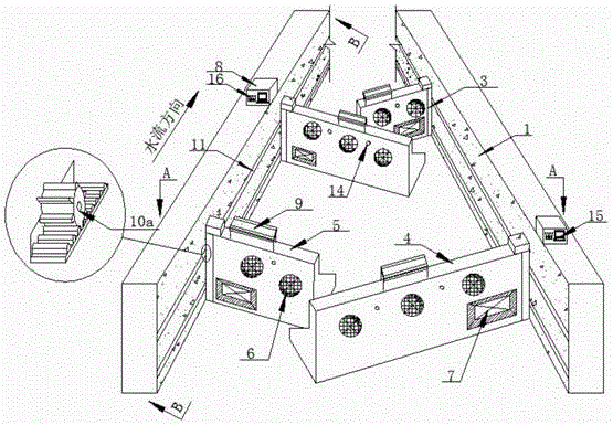 Double-axis adjustable vertical seam type fish way and operation method thereof