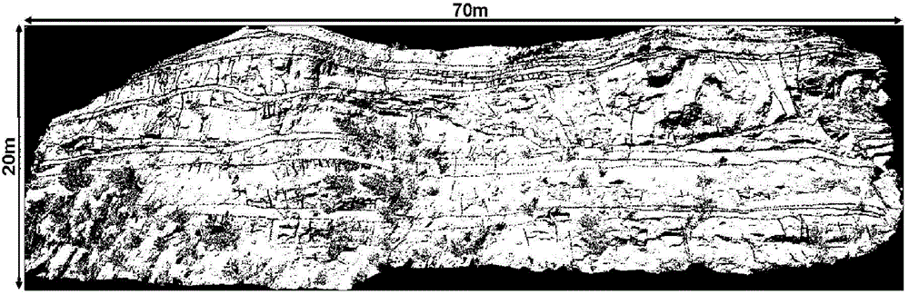 Clastic rock reservoir modeling method and device based on a digital geological outcrop