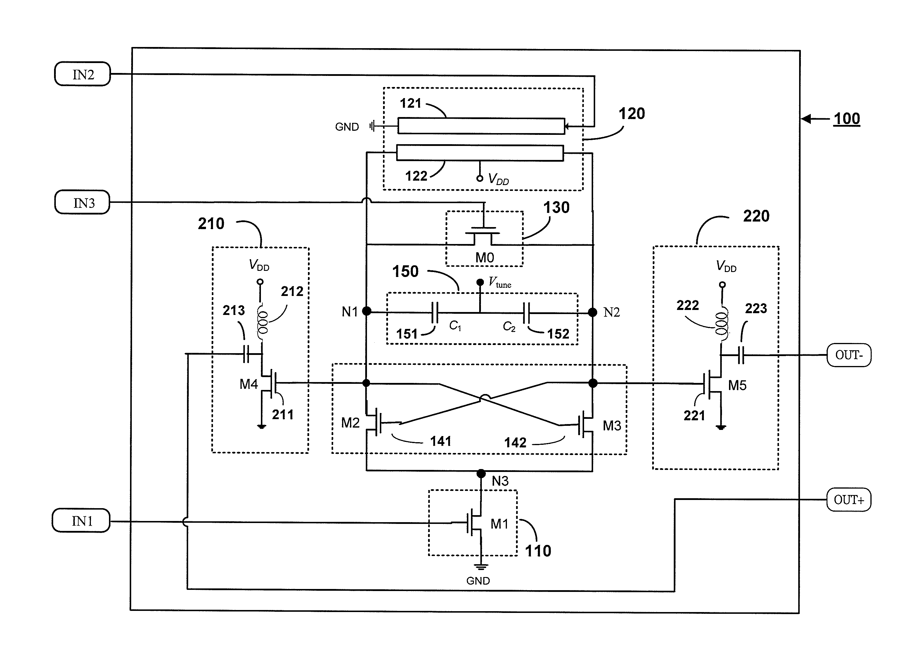 Multimode millimeter-wave frequency divider circuit with multiple presettable frequency dividing modes