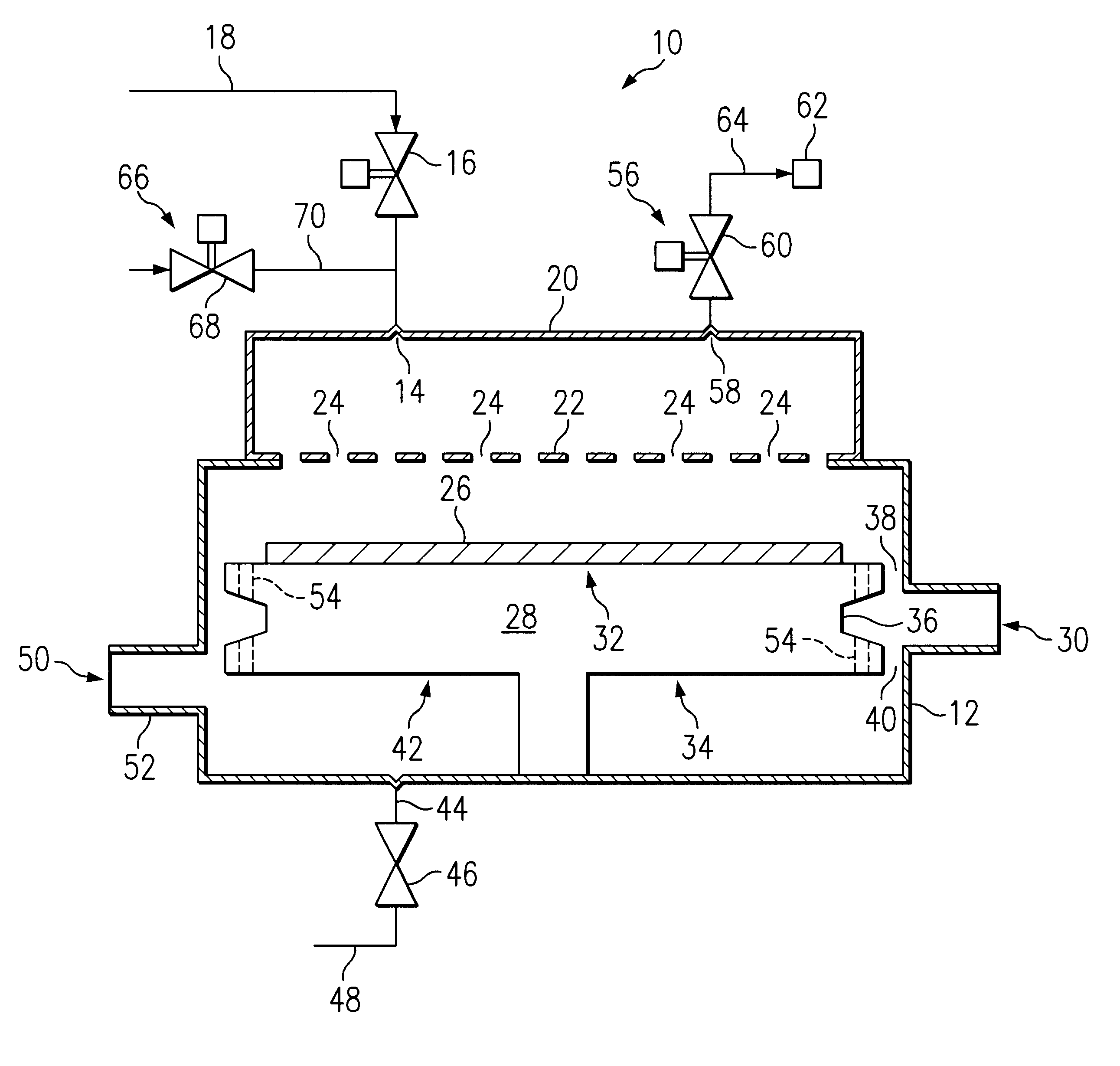 System for fabricating a device on a substrate with a process gas