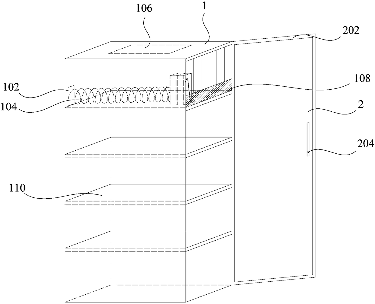 Display cabinet, self-service selling method and server control method