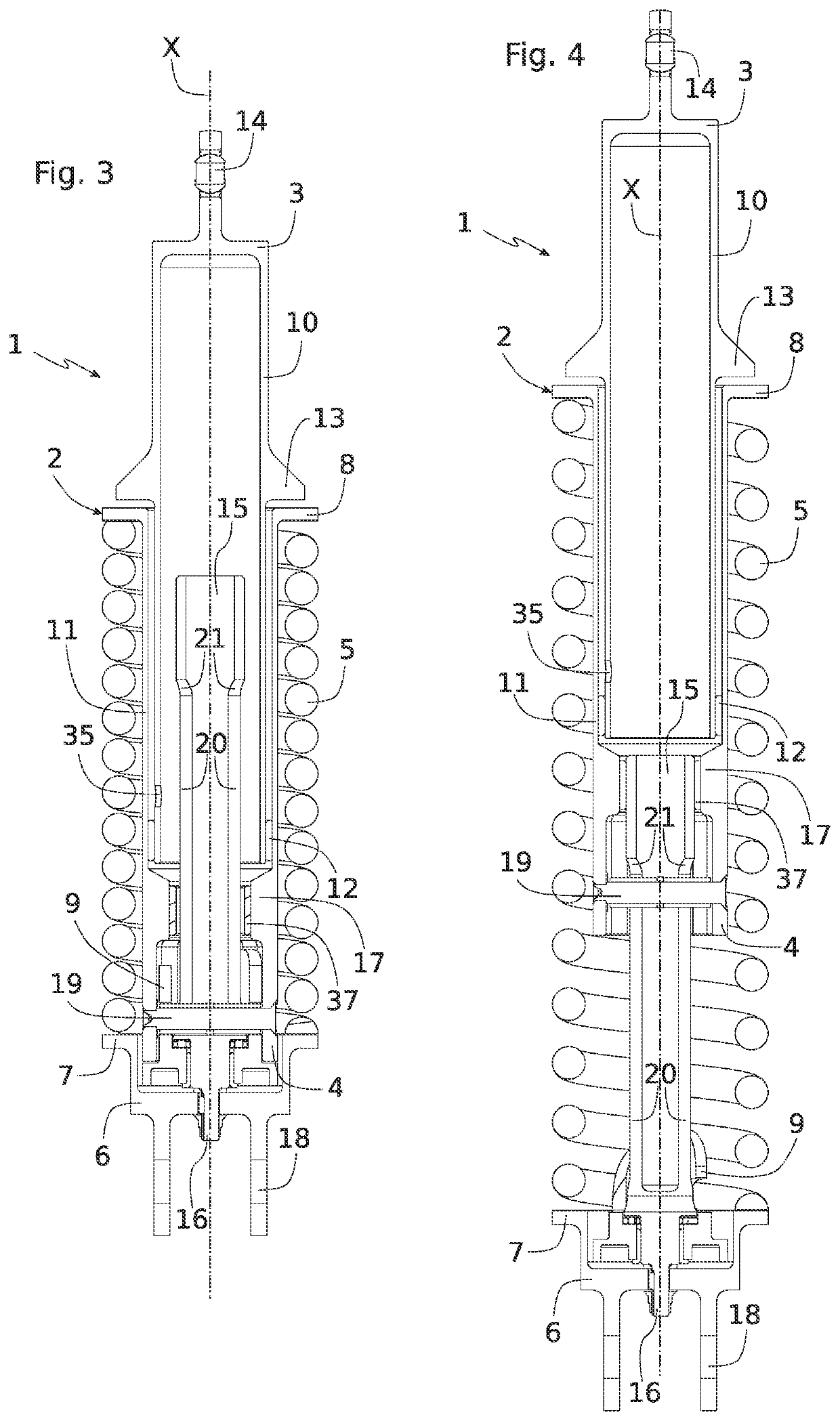 Emergency opening device for an aircraft door, comprising a telescopic operating member