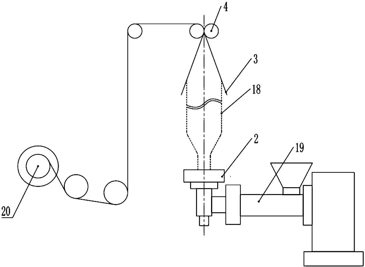 Blow molding machine for PE thin film processing