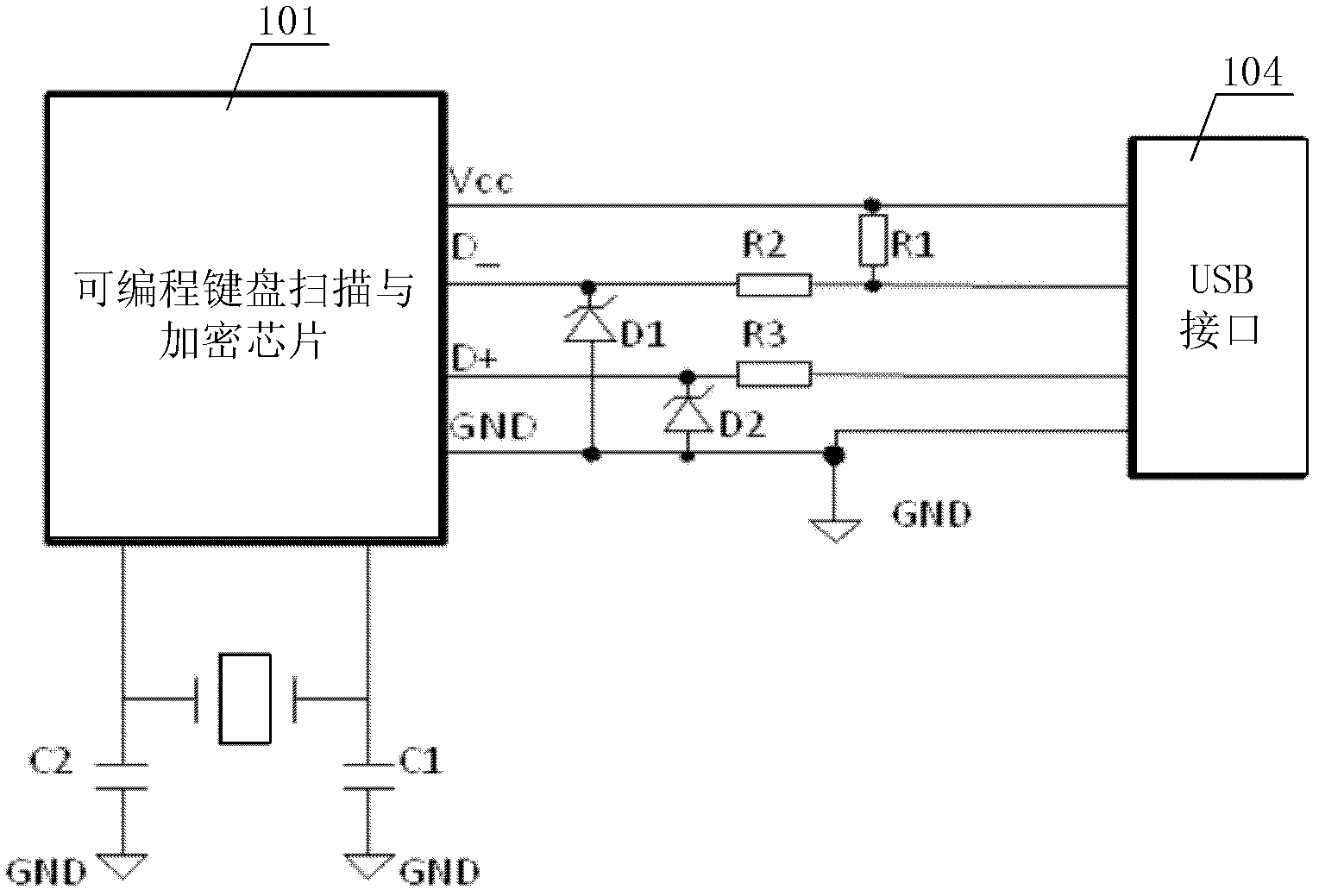 Reusable encryption keyboard circuit and design method thereof