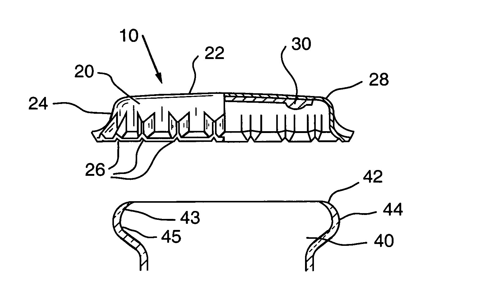 Crown closure having a reduced radius and method of manufacture