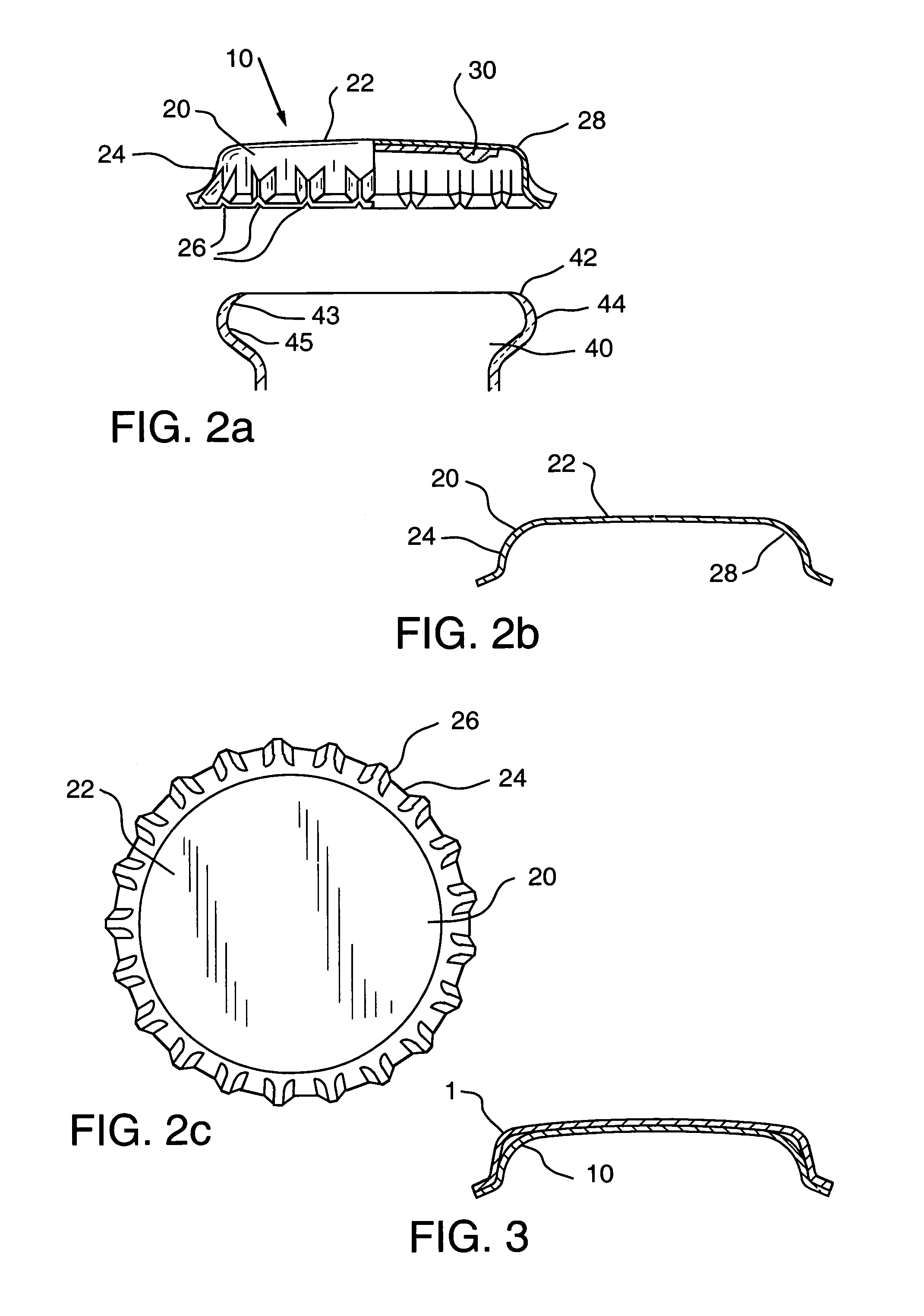 Crown closure having a reduced radius and method of manufacture