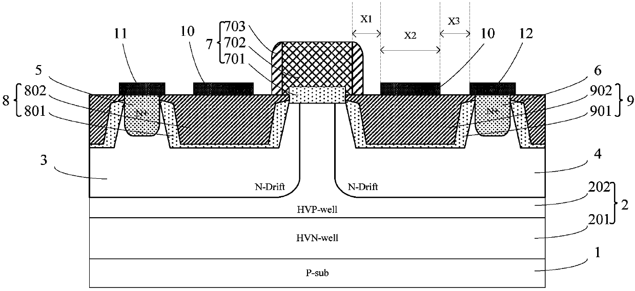 LDMOS (Lateral Diffusion MOS) structure