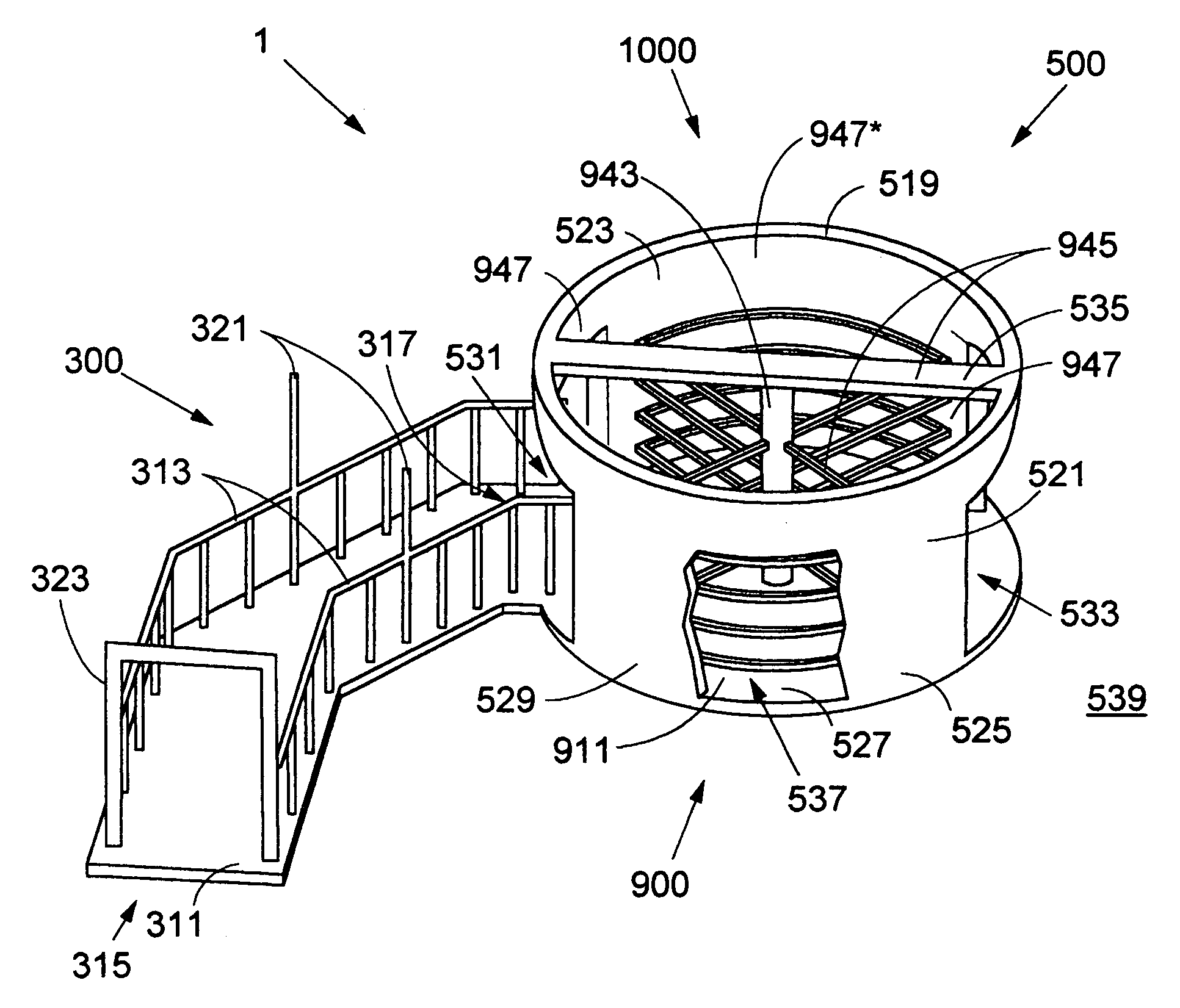 Facility and method for crowd screening and protection