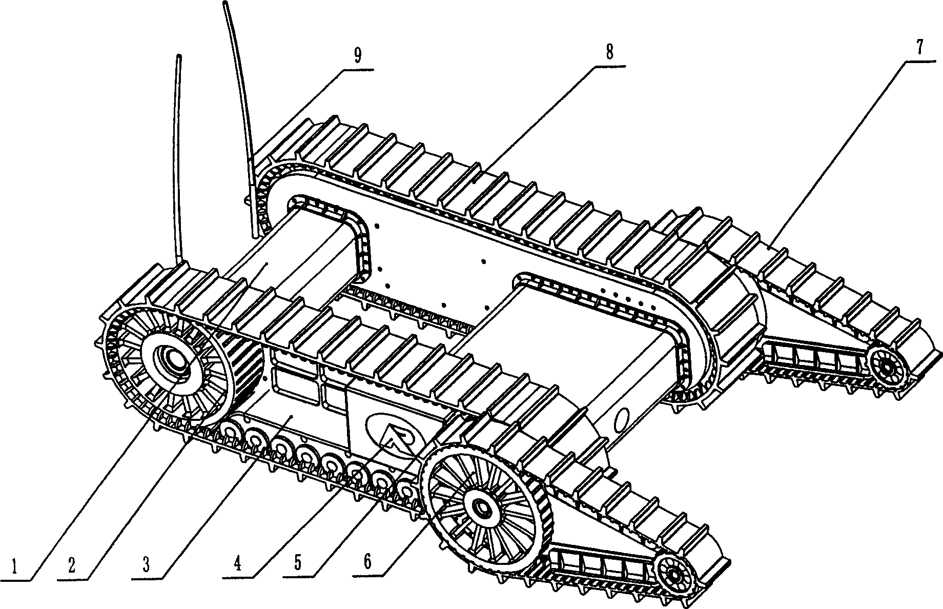 Means for driving active turning-up crawler robot to walk