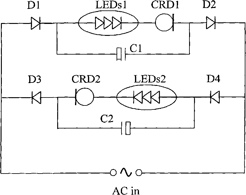 Municipal power constant current LED lamp circuit