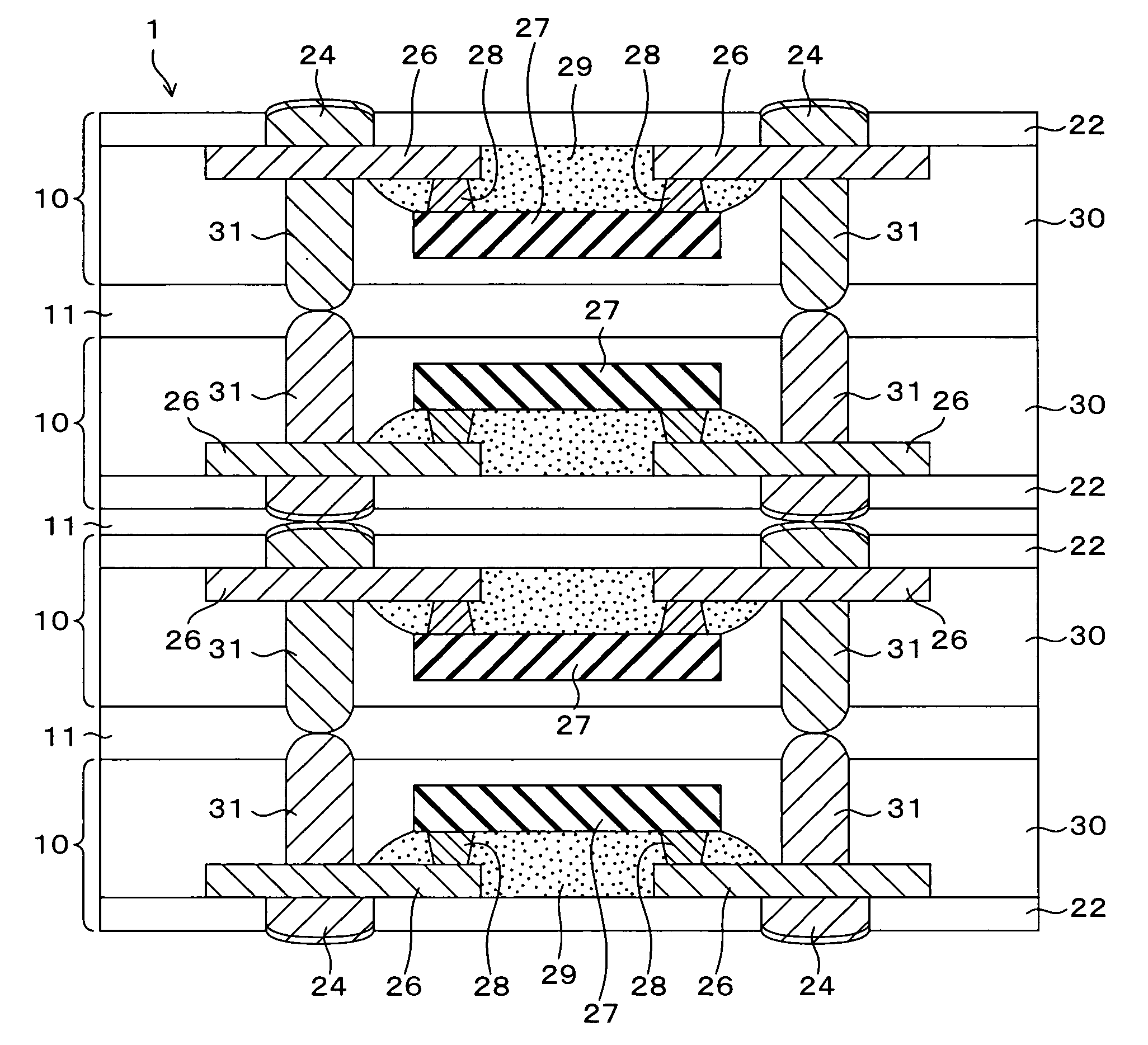 Electronic parts packaging structure and method of manufacturing the same