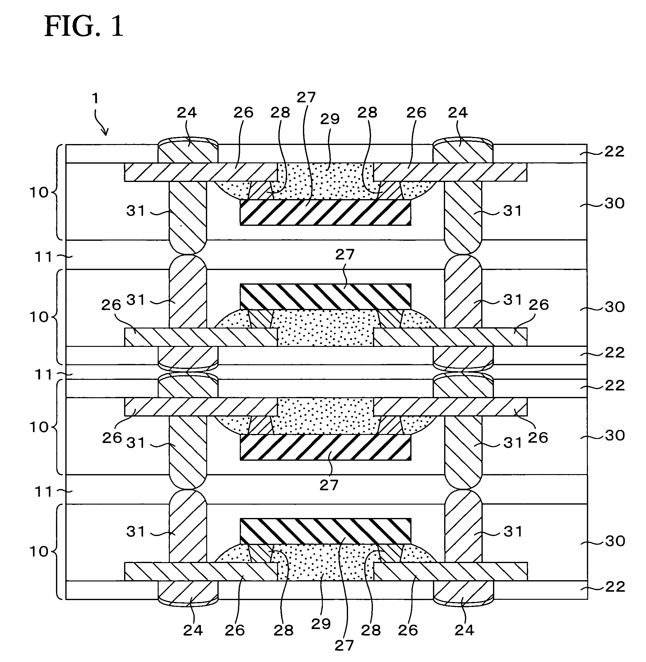 Electronic parts packaging structure and method of manufacturing the same