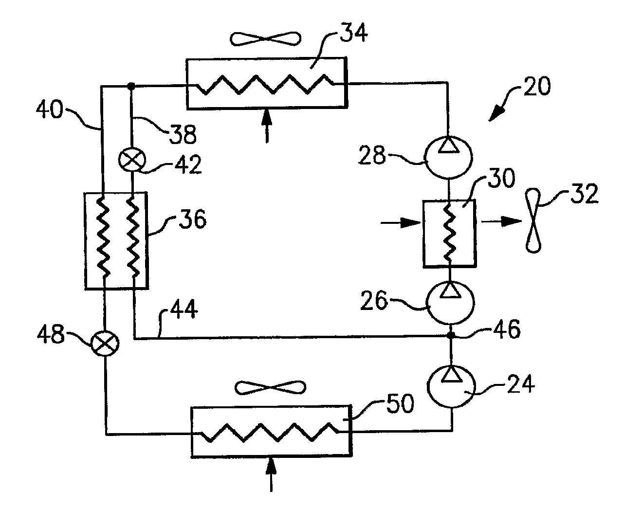 Refrigerant system with economizer, intercooler and multi-stage compressor