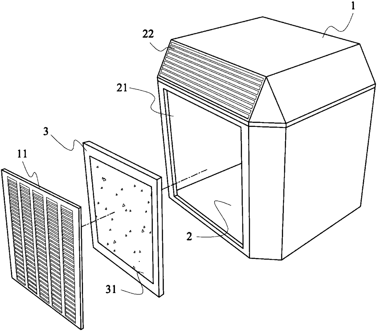 Air conditioning device for reducing concentration of carbon dioxide in confined space