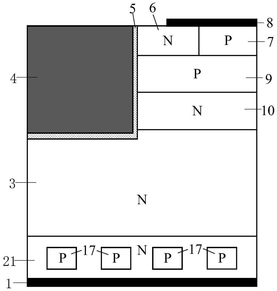 Trench type silicon carbide reverse blocking MOSFET device and production method thereof