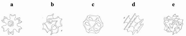 A set of 3D hollow porous structures with isotropic properties