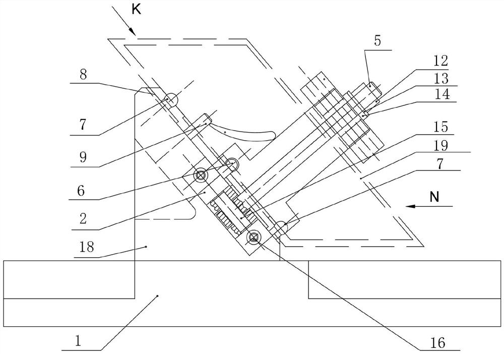 Turbine blade dihedral angle chord width machining device and machining method