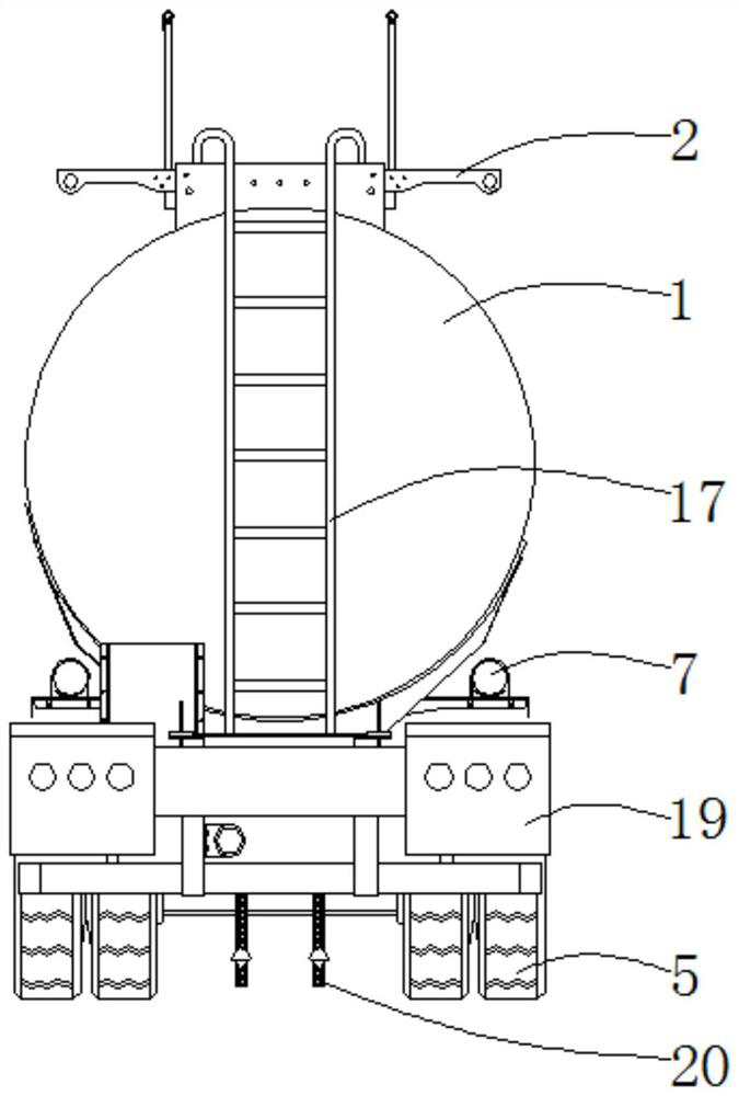 Double-section bearing type normal-pressure tank truck