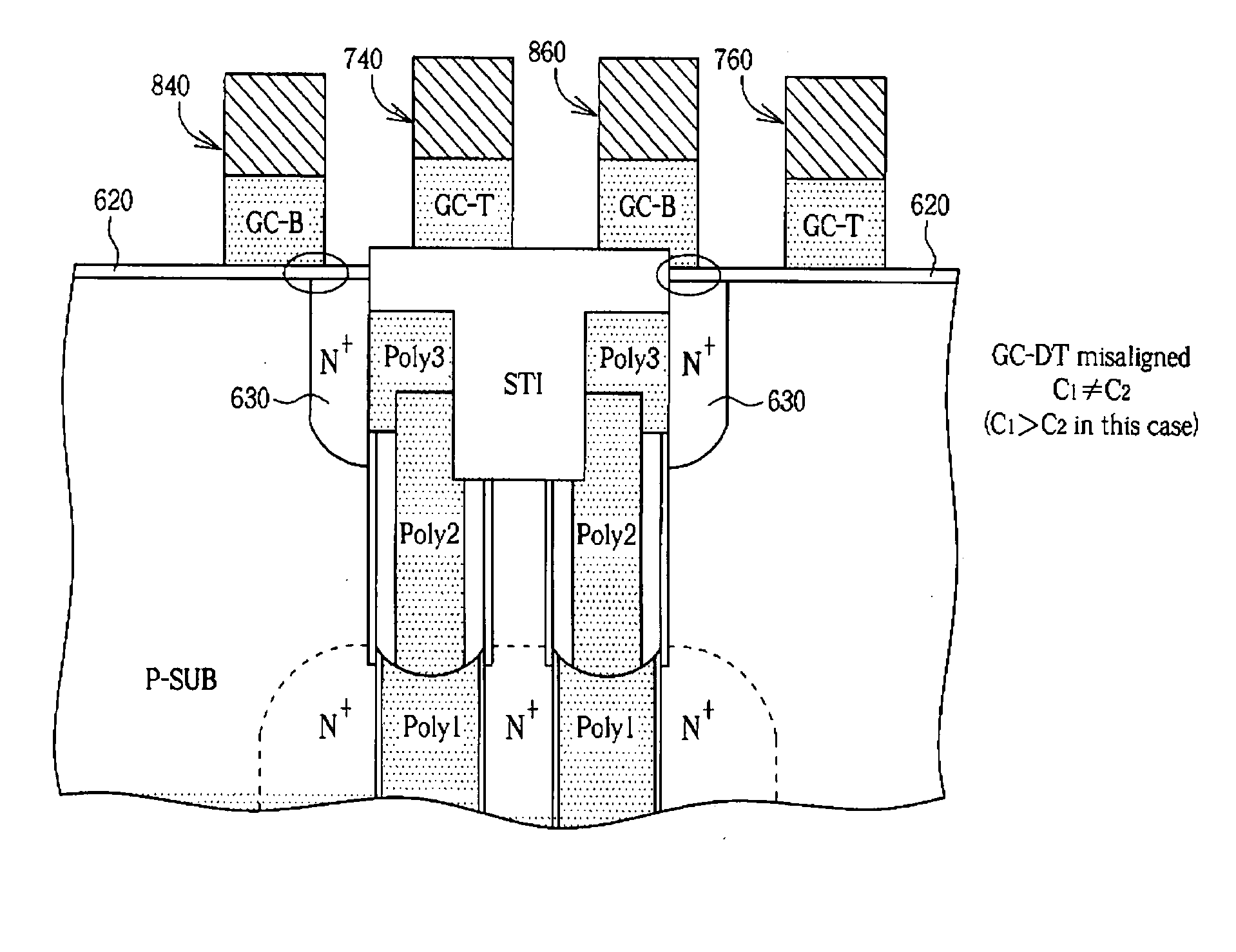 Wafer acceptance testing method and structure of a test key used in the method