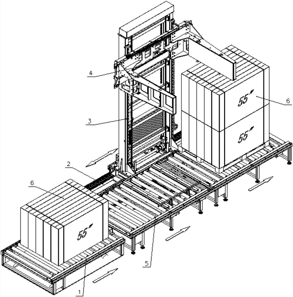 Cantilever clamping type stacking machine for flat television