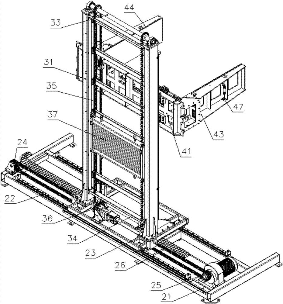 Cantilever clamping type stacking machine for flat television