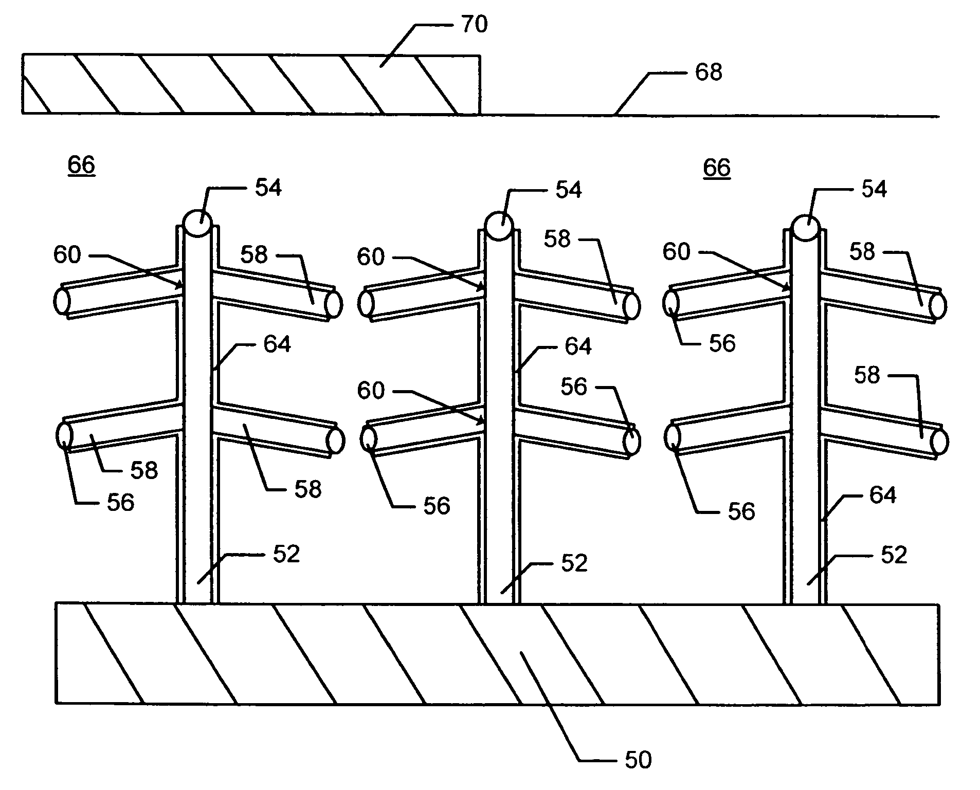 Nanostructures formed of branched nanowhiskers and methods of producing the same