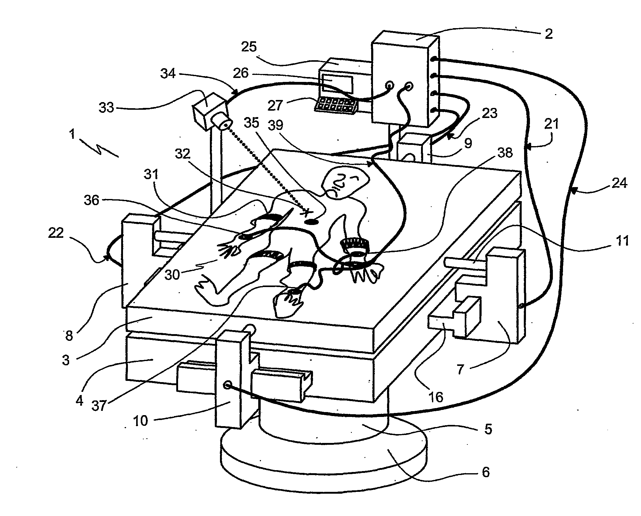 Method and system for compensating a self-caused displacement of tissue